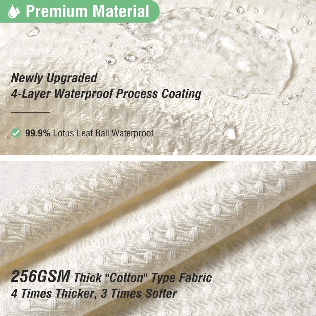 Waffle Shower Curtain 256 GSM Heavy Duty Fabric 72x72 Cream/Ivory