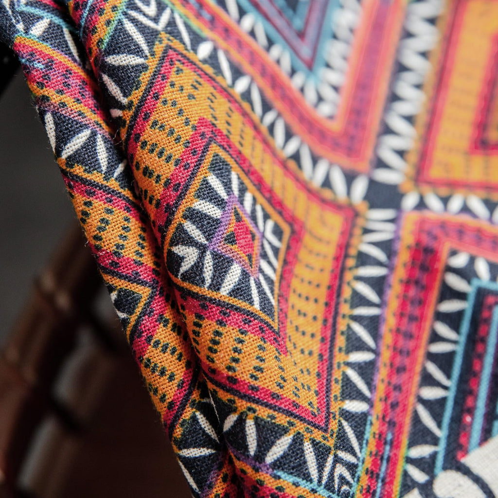 Boho Geometric Linen Textured Tassel Curtain, 59 x 63, 1 Panel