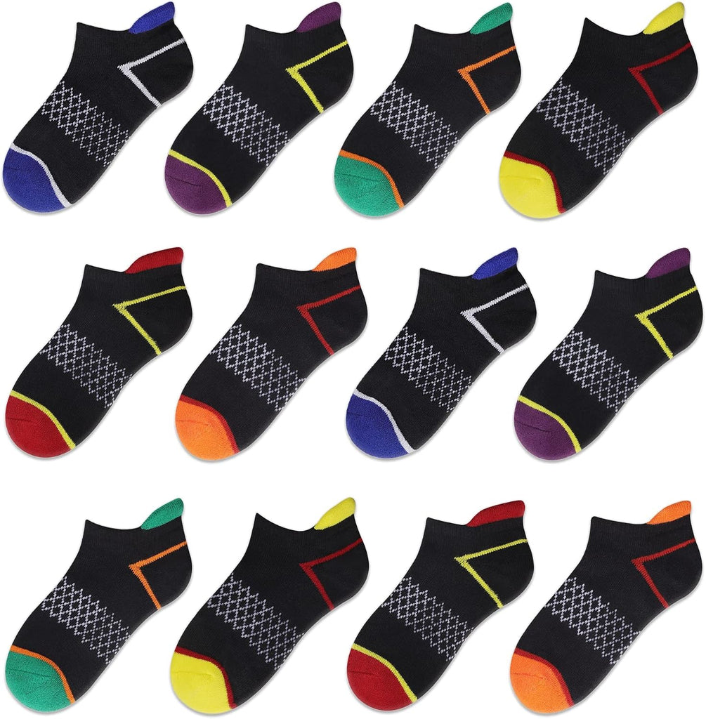 12 Pairs Boys Socks Ankle Athletic Socks With Cushioned Sole For Old Kids