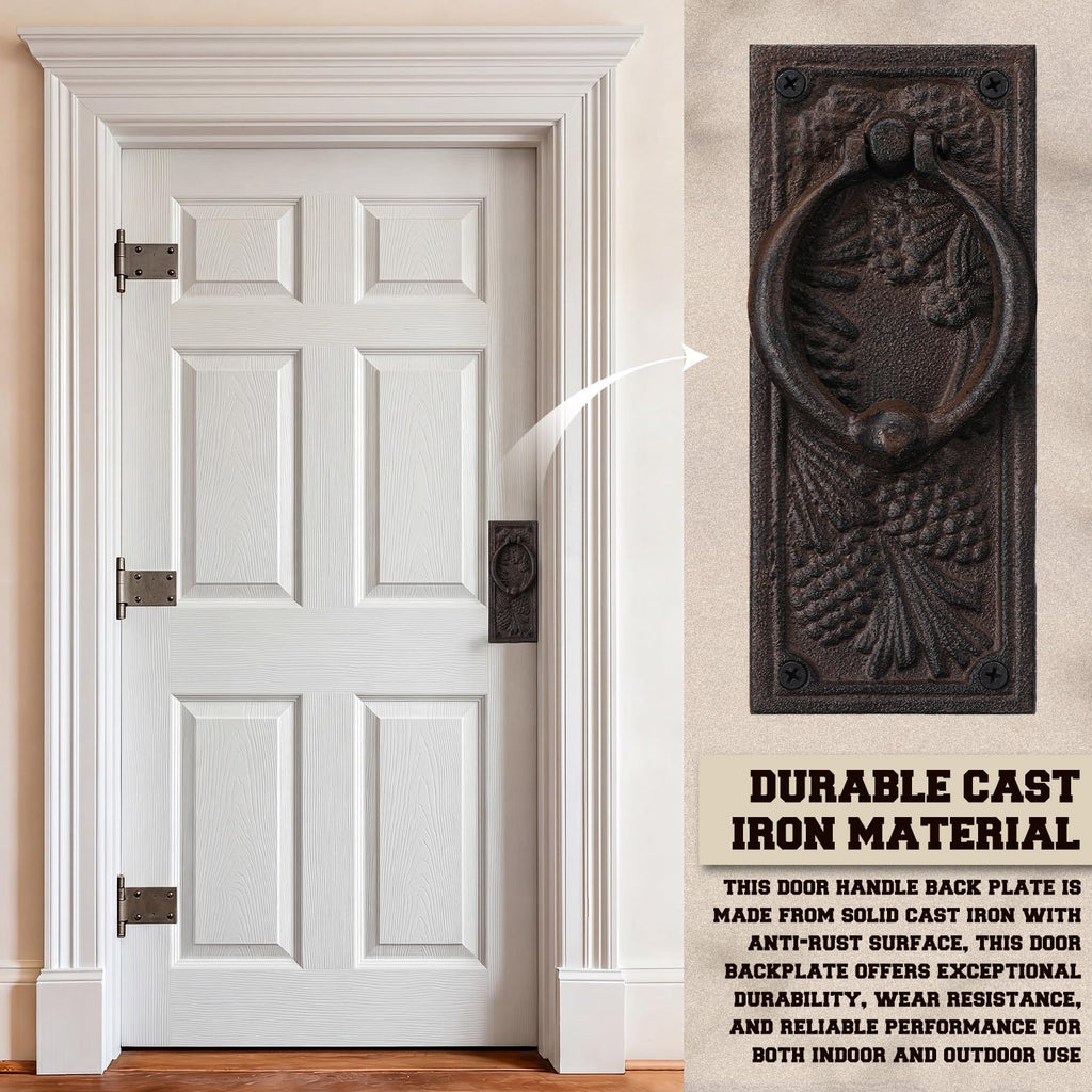 2 Pcs Cast Iron Door Knocker Antique Front Door Knob Plate,Brown