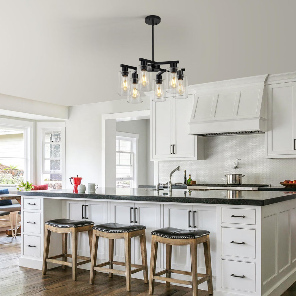 6-Light Black Modern Farmhouse Chandelier