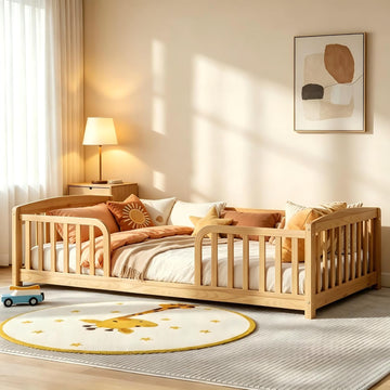 Toddler Floor Bed with Central Entrance, Natural