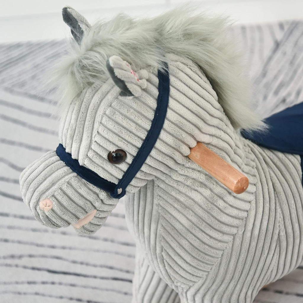 Kids Rocking Horse for Toddler 3-5 Plush with Realistic Sounds Gray