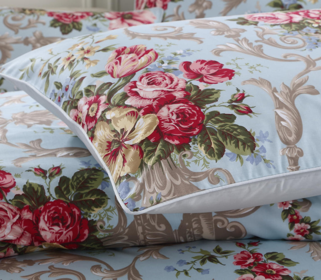 Chic Boho Shabby Floral Classic Luxury Collection Cal King Size 3Pcs Duvet Cover Set Elegant Peony Leaves Bedding