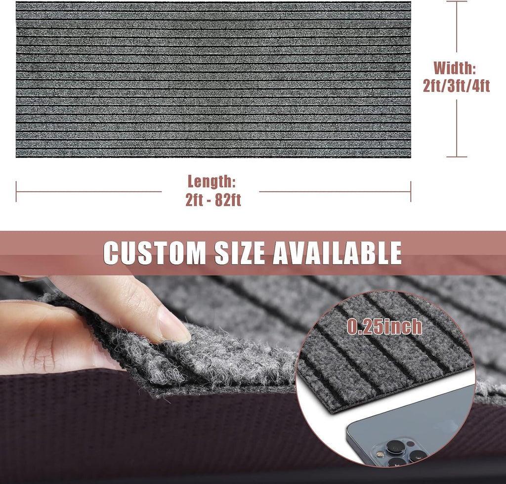 Runner Rug 2 ft x 6 ft Indoor/Outdoor Low Profile, Hallway, Kitchen, Patio, Deck Area, RV, Entryway, Garage, with