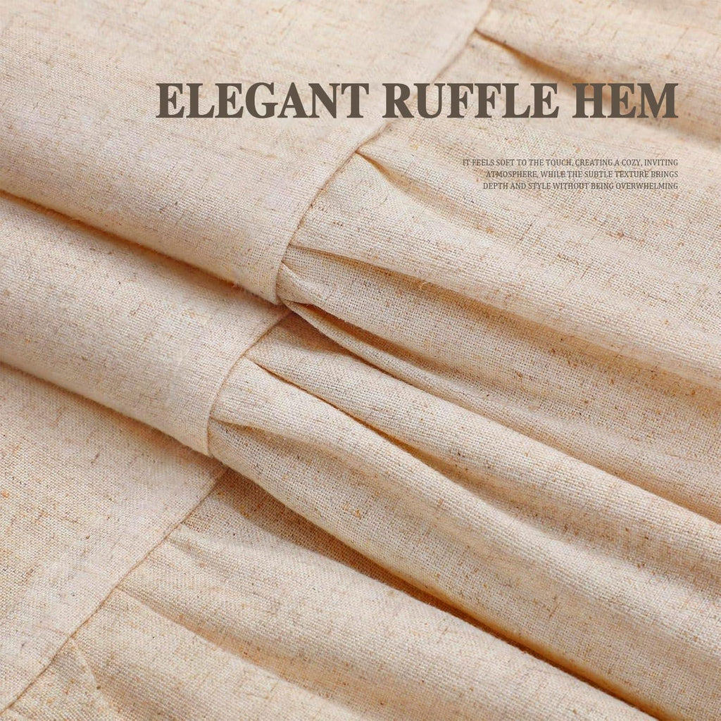 Farmhouse Shower Curtain Ruffle Linen Beige 72" W x 96" L