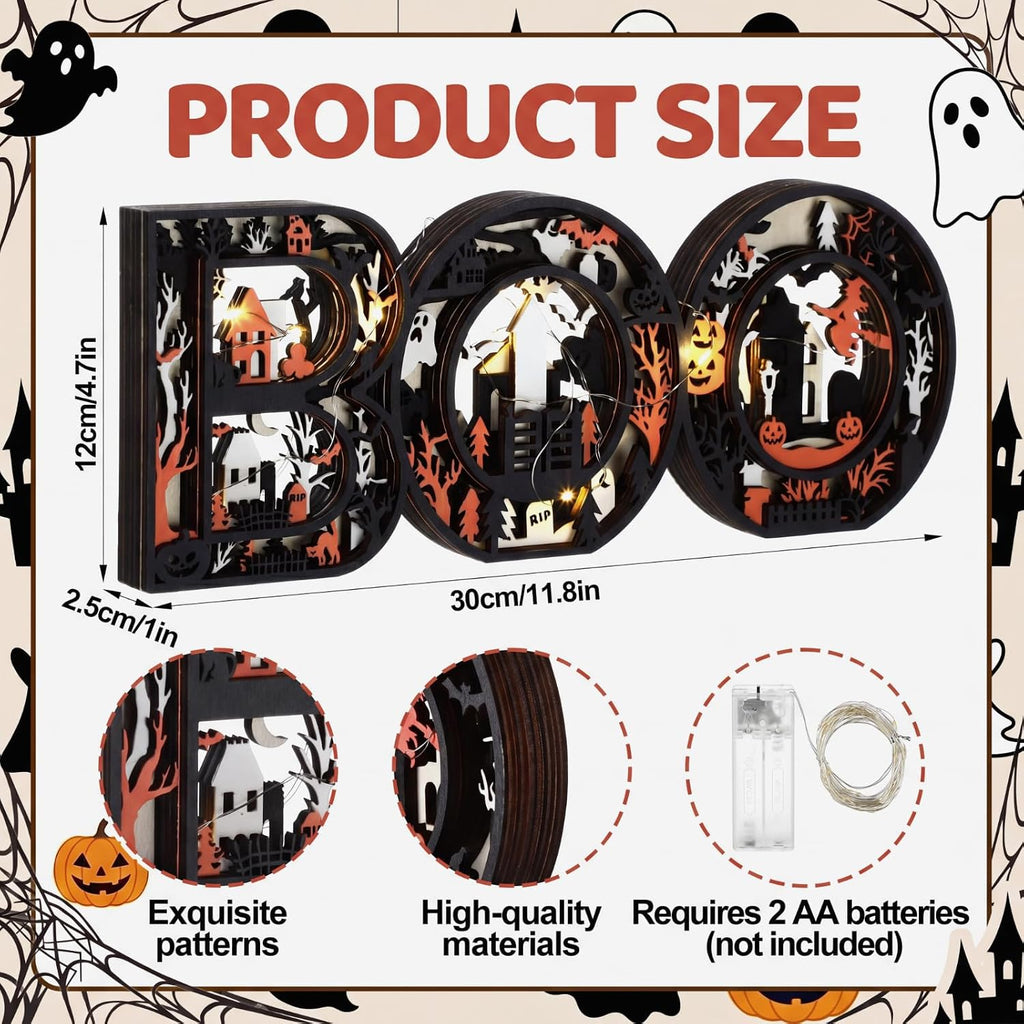 Halloween Decor Indoor Boo Sign Marquee Light up Letters Table Decor