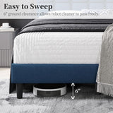 Upholstered Bed Frame, Modern Queen Bed Platform with Square Stitched&Button Tufting Headboard Height Adjustable