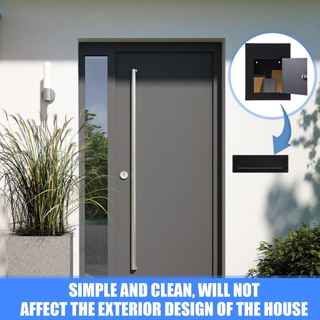 Through the Wall Locking Mailbox 17" x 13" x 7" Large Wall Mount Mail Box Heavy Duty Parcel Letter Box House Locking