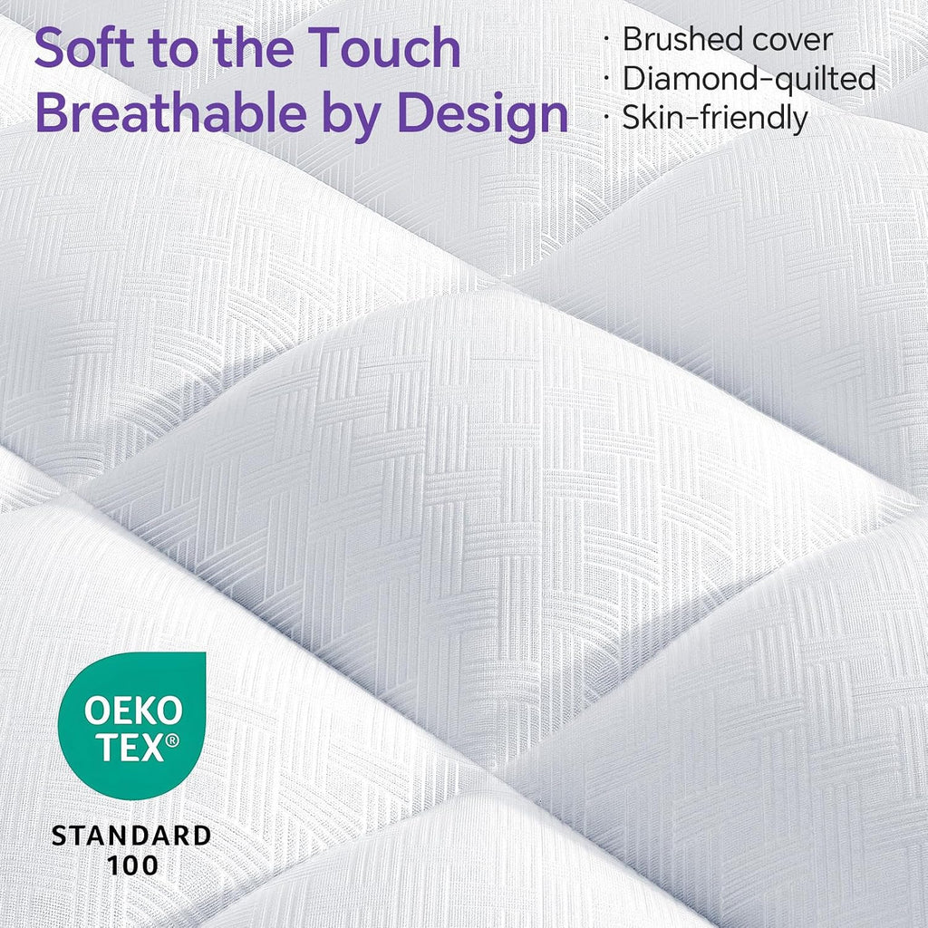 Full Mattress Topper, Viscose Derived from Bamboo, Soft Pillow Top | Cushioned Support, Breathable Mesh Sides, Memory