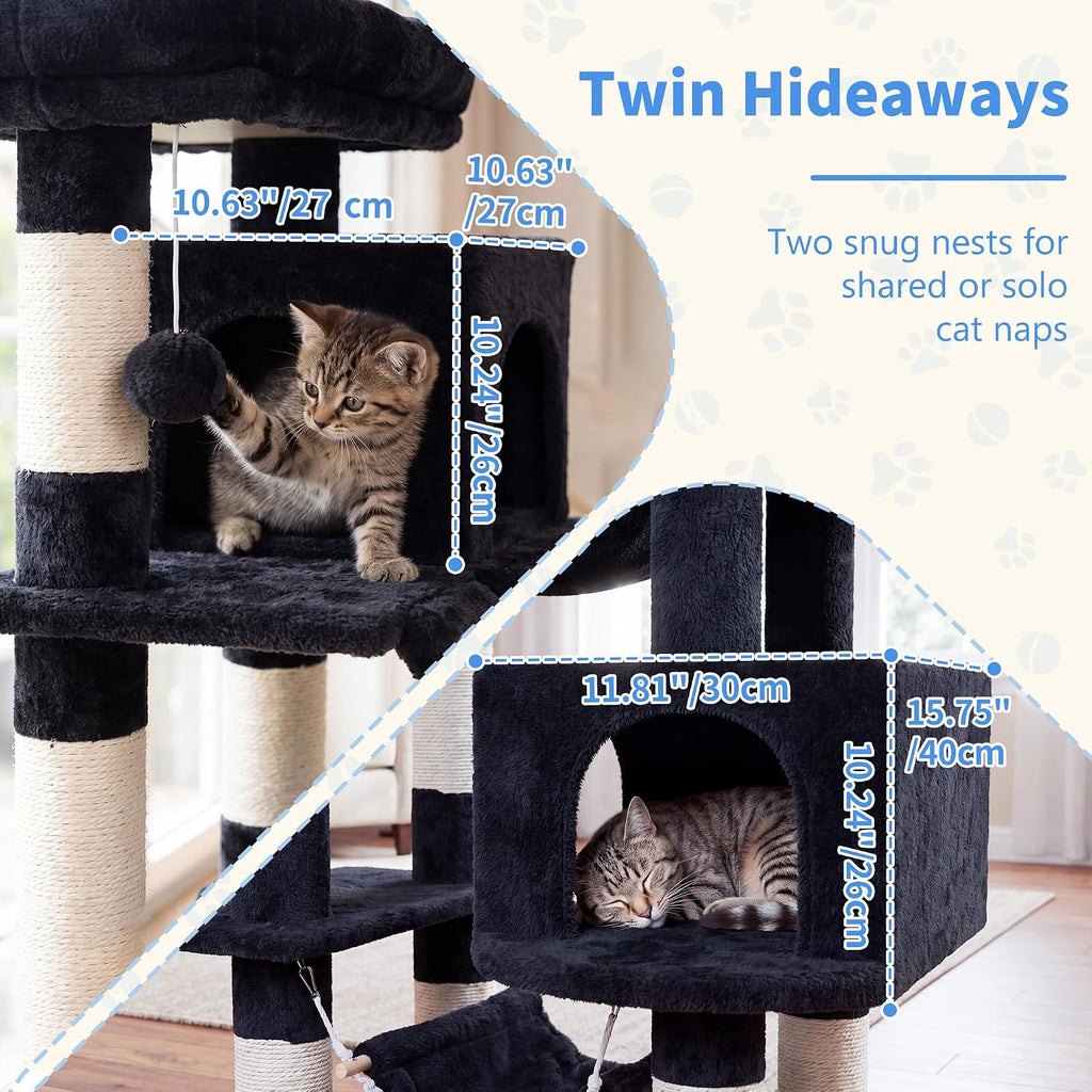 Cat Tree, 71-Inch-Tall Tower for Indoor Cats with 2 Perches
