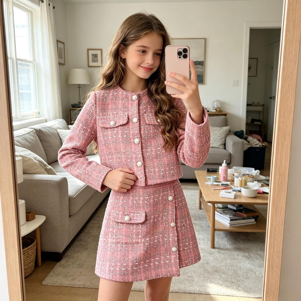Girls 2 Piece Outfits Skirt Sets Party Dresses School Sports Clothes