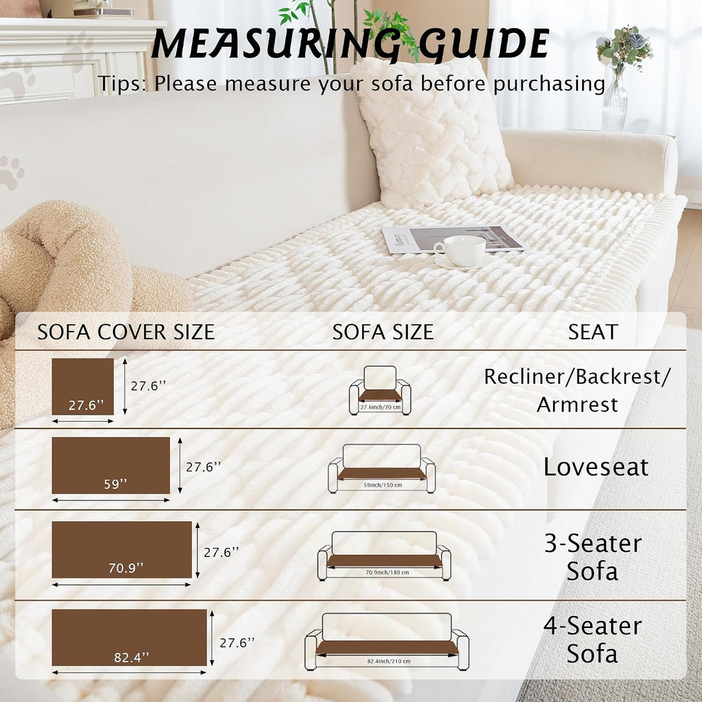 100% Waterproof Fuzzy Couch Cover for Dogs White 27.6"x59"