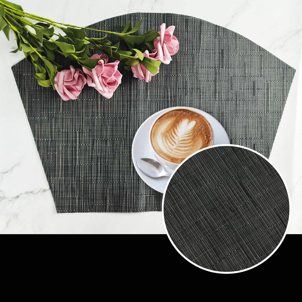 Round Placemats Wedge Place Mats Sets with Centerpiece Round Table Mats, PVC Polyester Heat Resistant Non-Slip - Set of 5