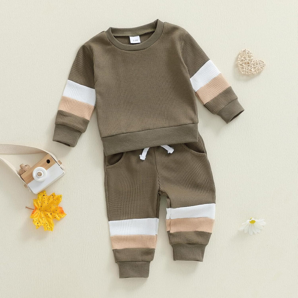 Toddler Baby Boy Fall Winter Clothes Long Sleeve Crewneck Pullover Sweatshirt Jogger Pants Set 2 Piece Outfit