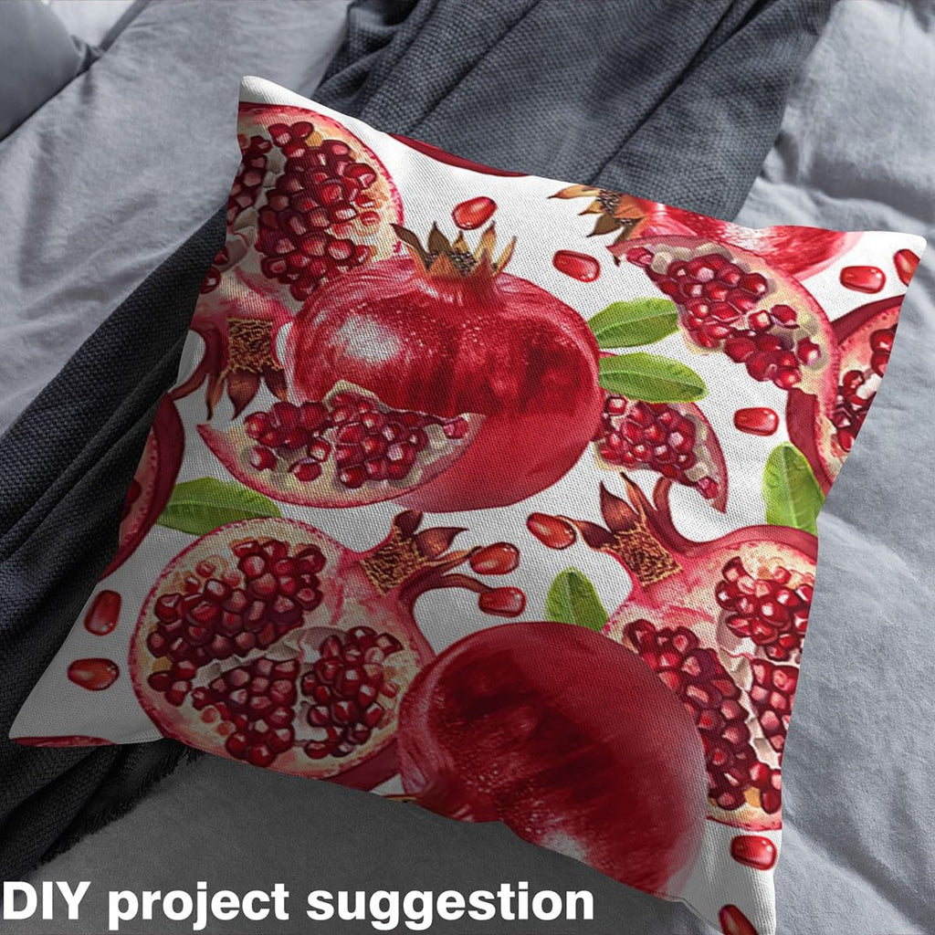 Red Pomegranate Fabric by The Yard Watercolor 3D Abstract Delicious Fruit No Stretch Sewing Fabric Outdoor Nature