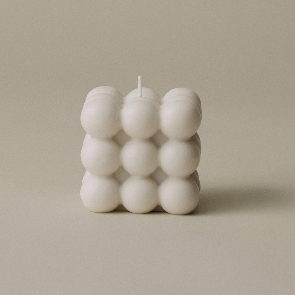 Bubble Candle - Cube Soy Wax Geometric Elegant Aesthetic Candle Housewarming Gift Home Decor Idea Black | White