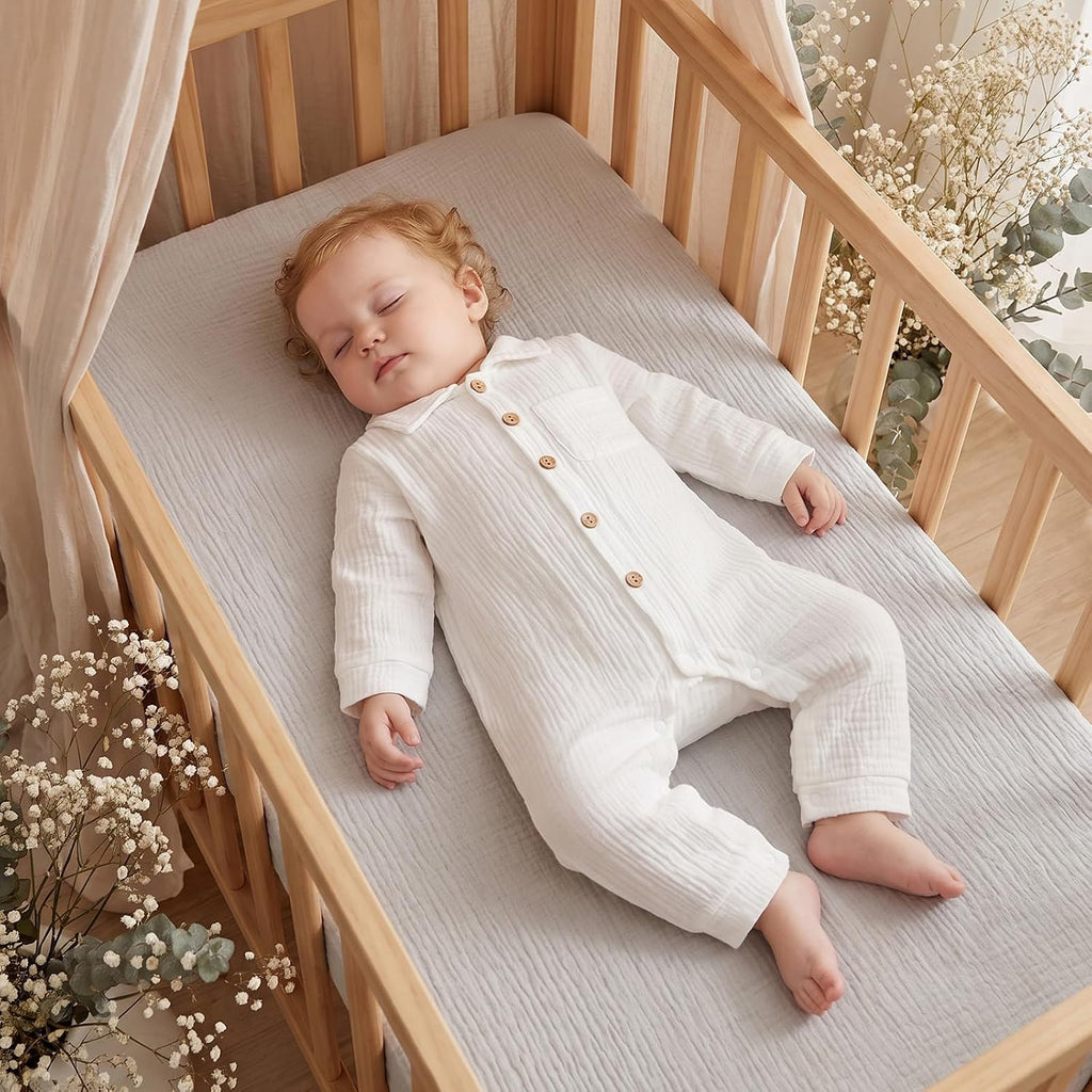 Newborn Baby Boy Cotton Linen Jumpsuit Long Sleeve Fall One Piece Outfit