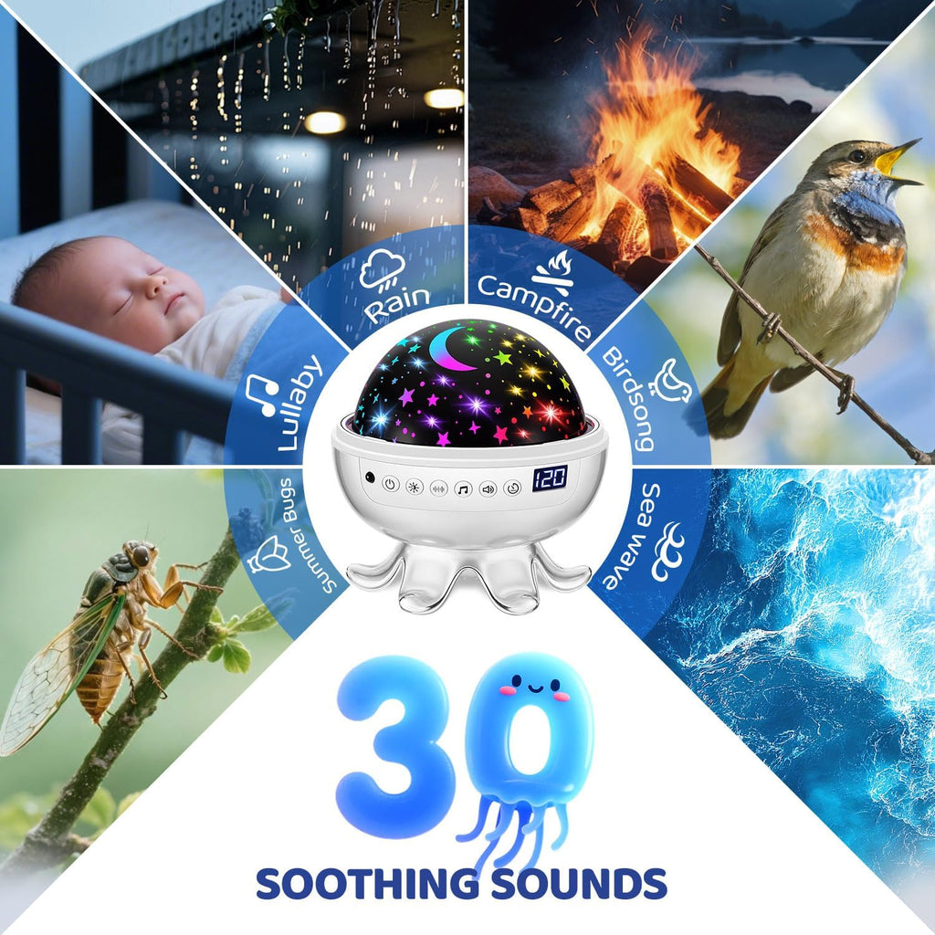 Sound Machine with 30 Soothing Sounds,Night Light Projector with Star