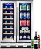 Wine and Beverage Refrigerator, 24 inch Wine Fridge Dual Zone Hold 21 Bottles an
