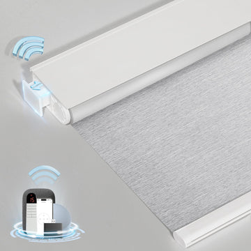 No-Drill Motorized Window Blinds with Remote, Grey, "