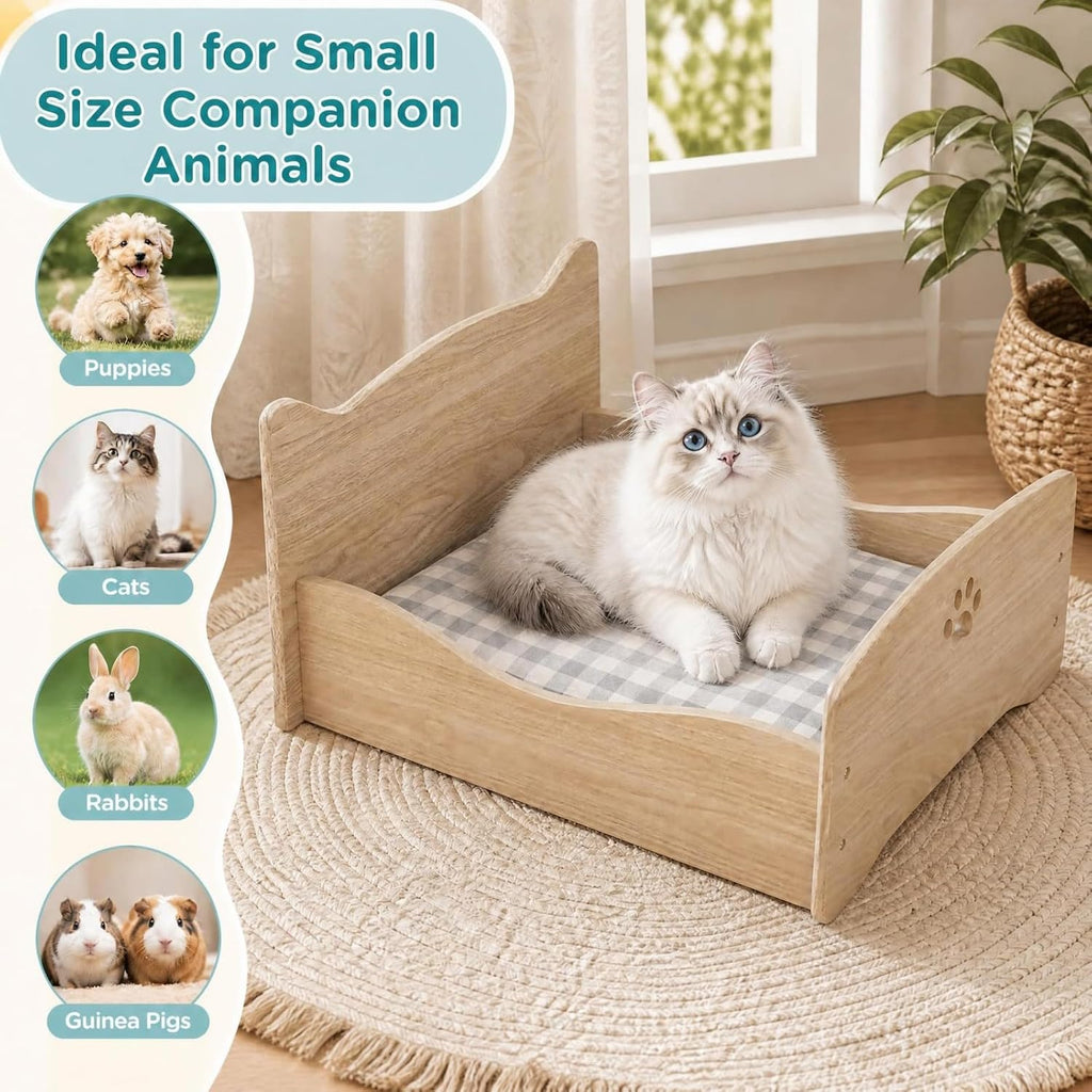 Elevated Wood Cat Bed, Cute Small Pet Bed
