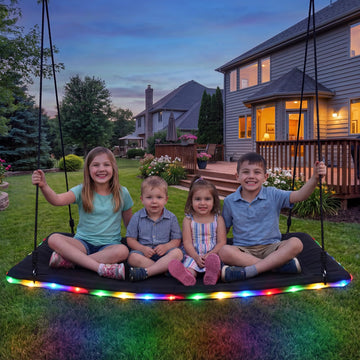 60" Skycurve Platform Tree Swing with LED Light for Kids & Adults