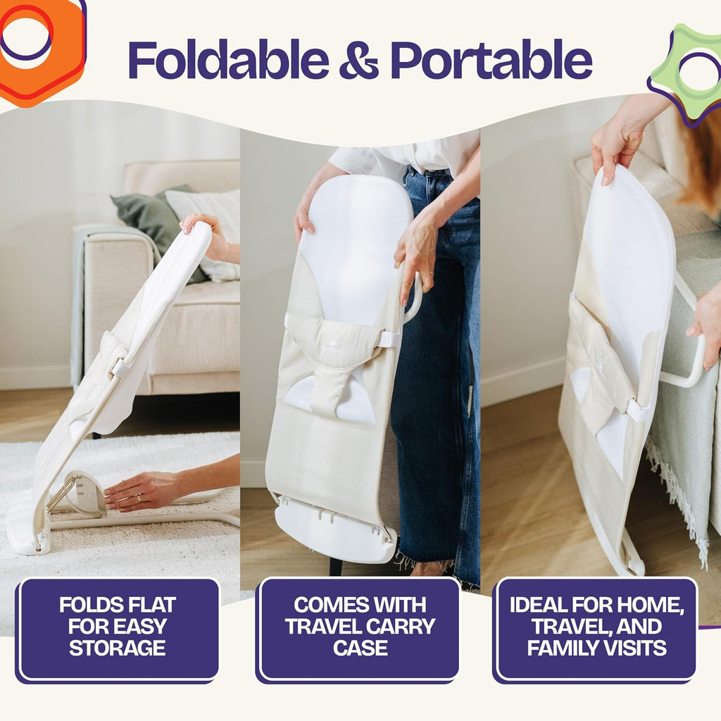 Portable Baby Bouncer, Organic Cotton, Position Recline
