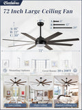 Fanbulous 72" Ceiling Fan with LED Light and Remote - Classic Black