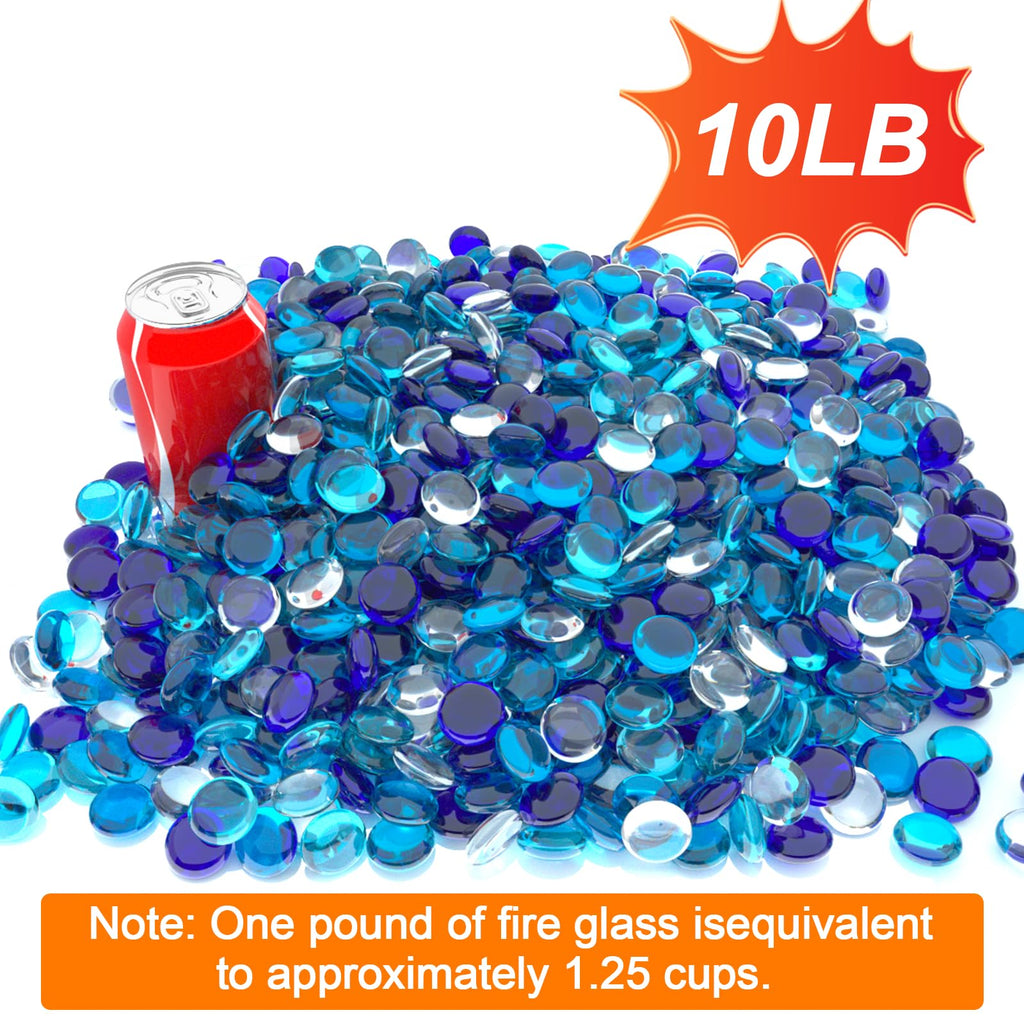 10 Pounds Fire Pit Glass, 1/2 Inch Reflective Fire Glass Beads