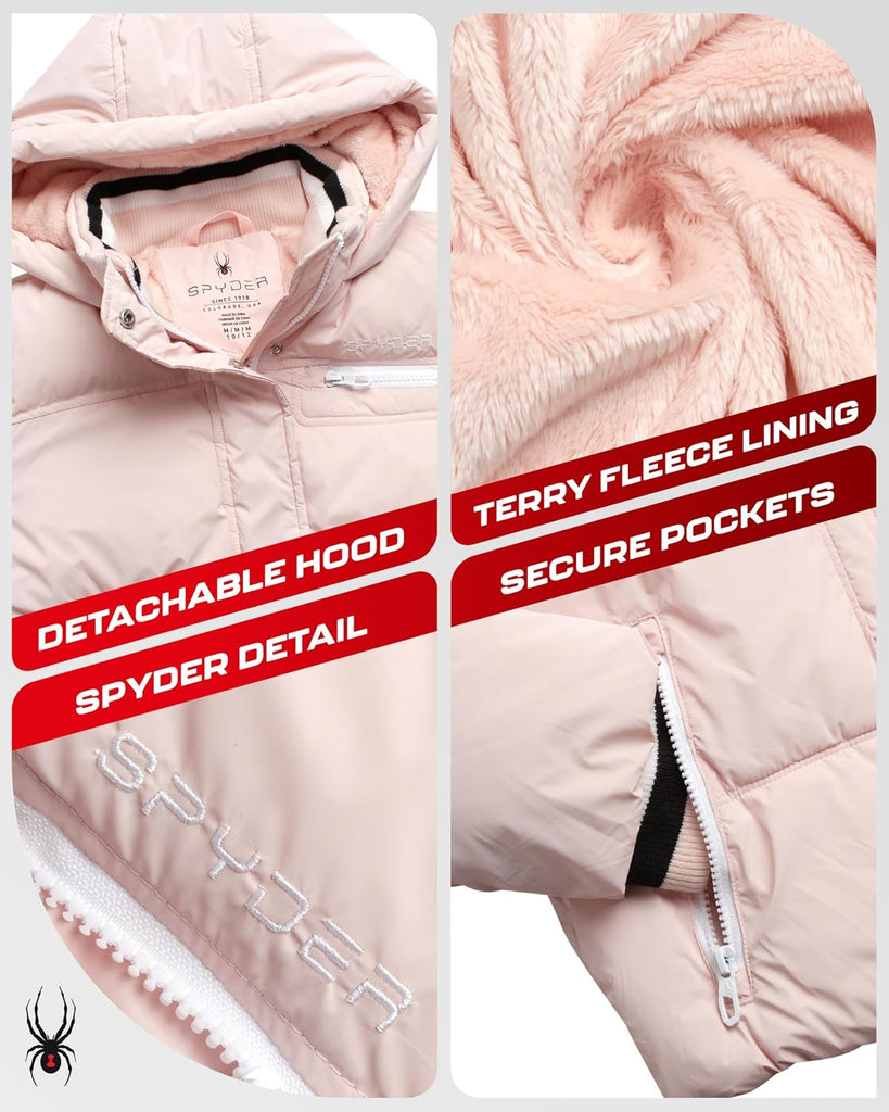Girls Puffer Jacket - Hooded Sherpa Lined Insulated Winter Coat