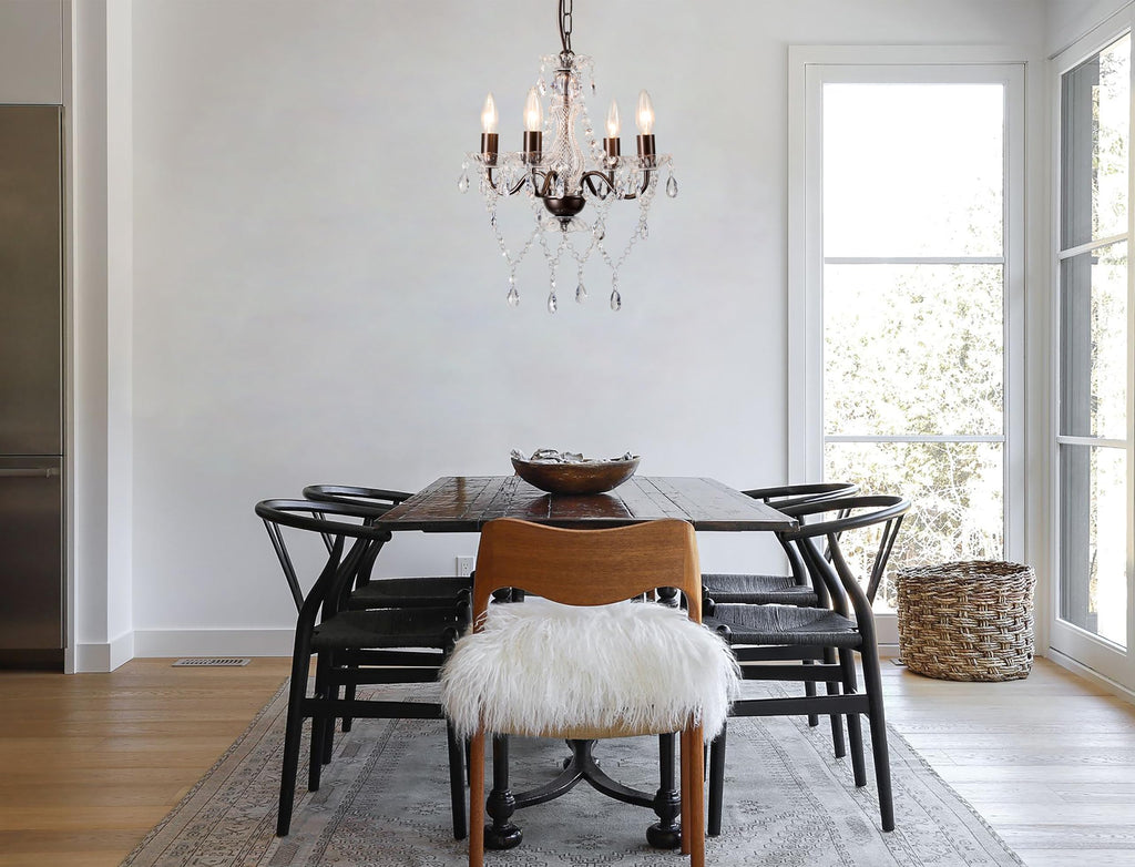 Mini Acrylic Crystal Chandelier Modern Farmhouse Bronze Chandeliers Lighting 4 Lights Candle Style Pendant Light