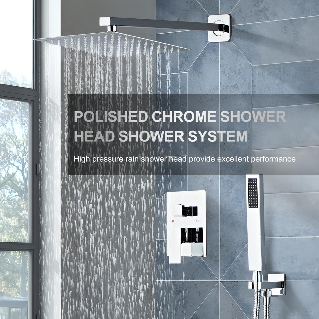 Shower Faucet Set 12 Inch, Polished Chrome Shower System