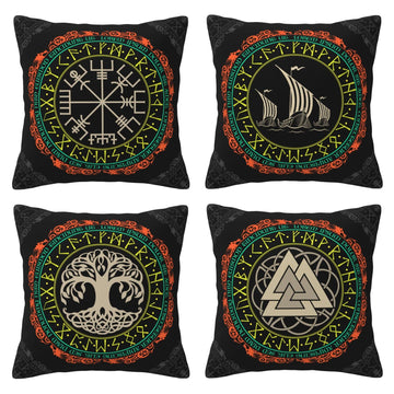 Vegvisir Viking Scandinavian Throw Pillow Covers 18x18 Inch Set of 4