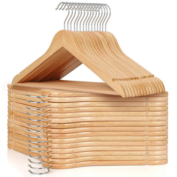 Wooden Hangers 30 Pack, Wood Clothes Hanger Natural