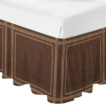 Vintage Brown Bed Skirt 16 Inch Drop, Adjustable Elastic Bedskirt Dust Ruffle for Bed, Rustic