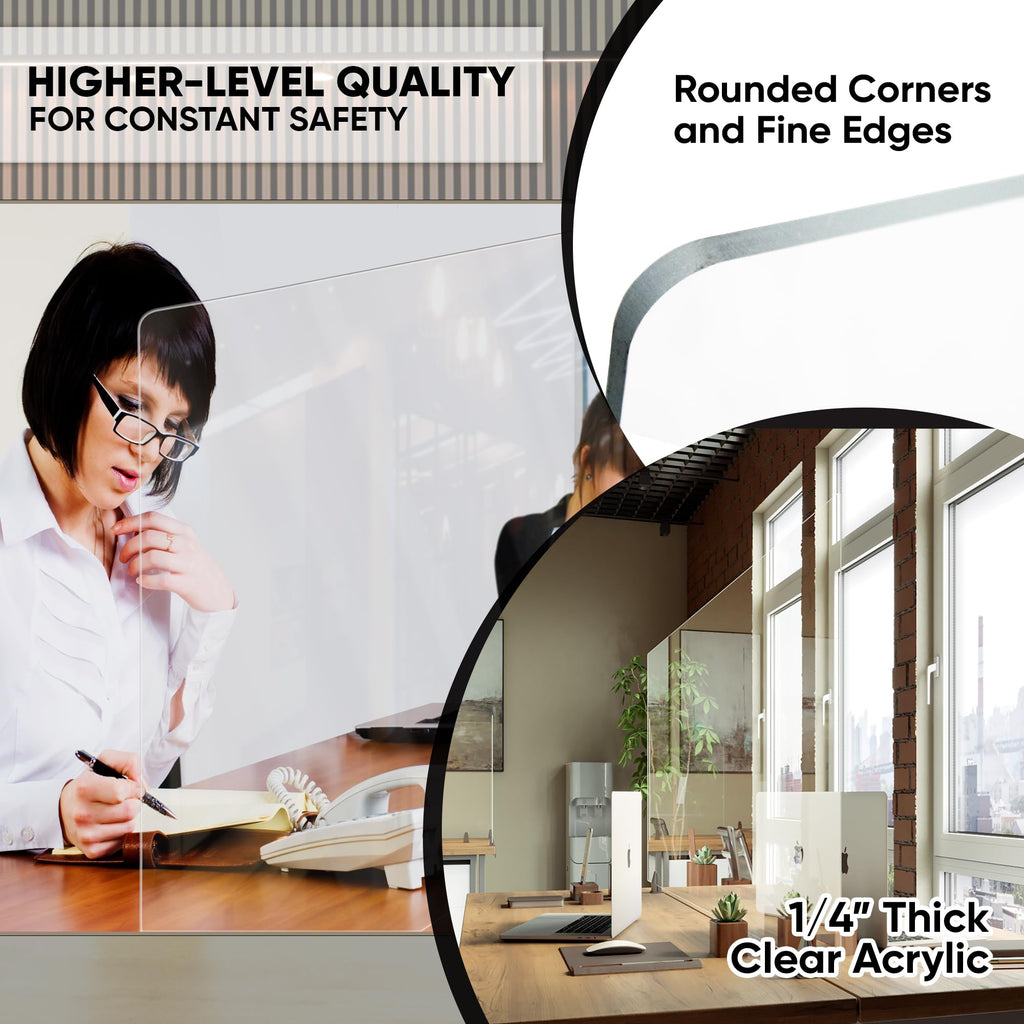 Plexiglass Table Top Sneeze Guard - Desk Divider for Students, Office, Transactions - Acrylic Shield | (24" x 36"