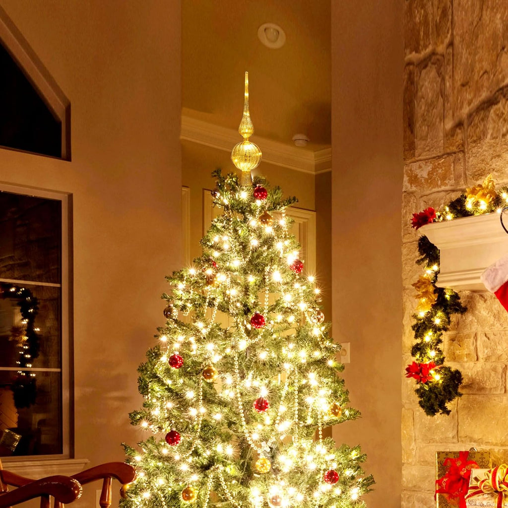 12" Mercury Glass Christmas Tree Topper,Classic,Golden