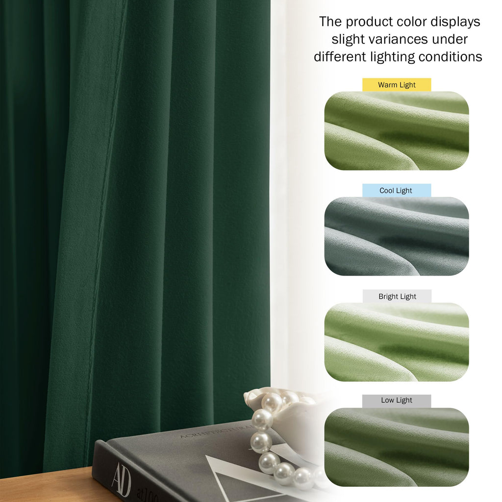 Velvet Curtains Living Room Dark Green 52x108 2 Panels