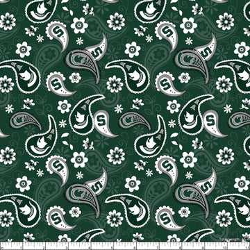 Michigan State Cotton Fabric with Paisley Design-Michigan State Spartans Cotton Fabric
