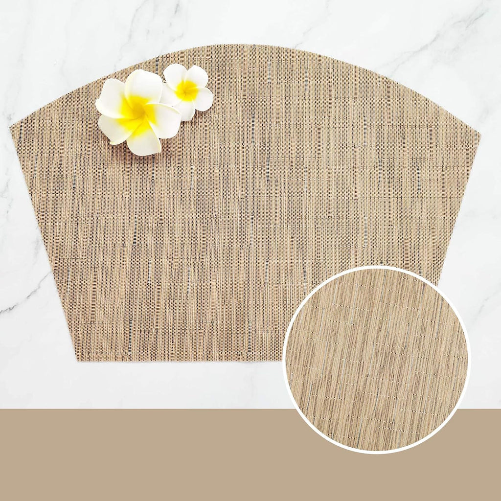 Round Placemats Wedge Place Mats Sets with Centerpiece Round Table Mats, PVC Polyester Heat Resistant Non-Slip - Set of 5