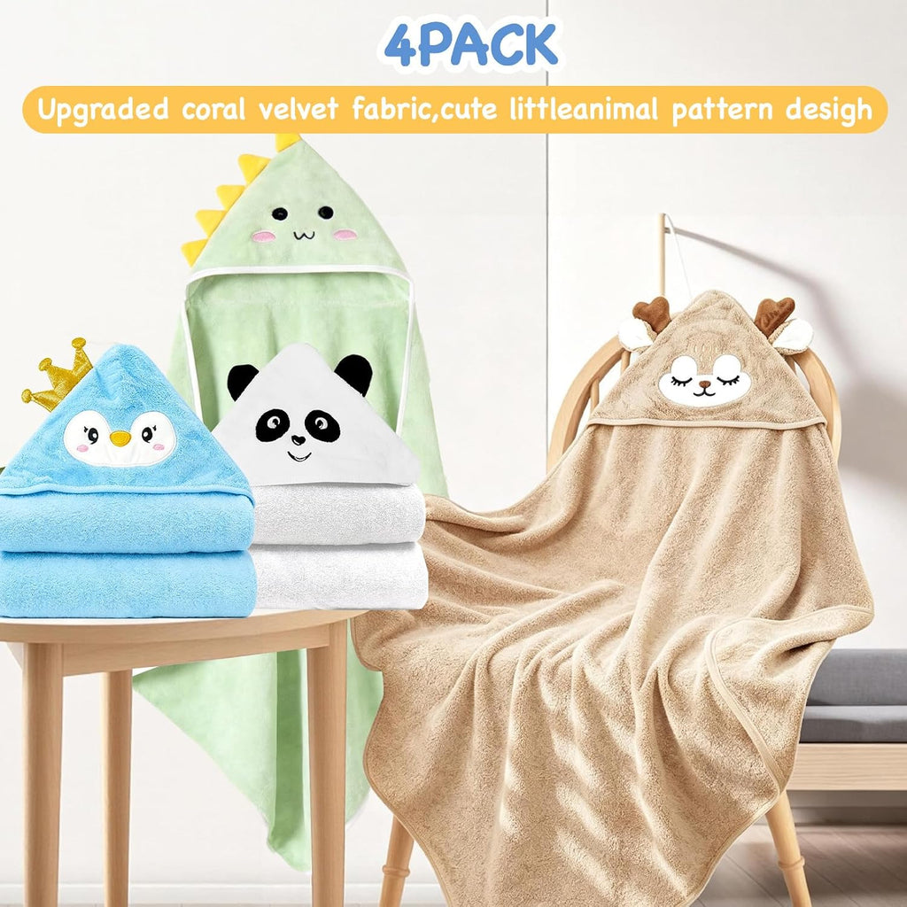 Hooded Baby Bath Towels 4 Pack for Newborn Toddler