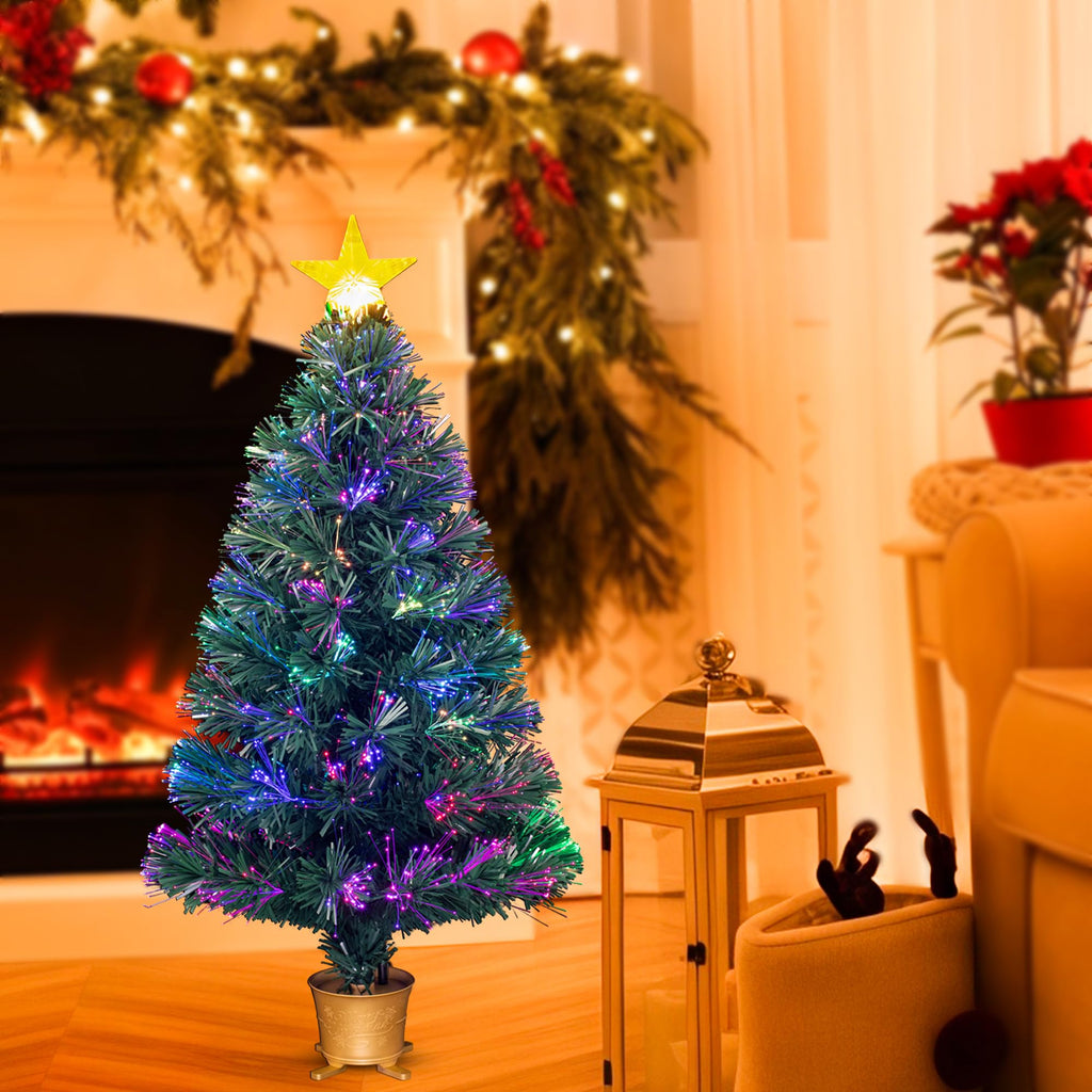 32inch Green Pre-lit Small Fiber Optic Tabletop Christmas Tree