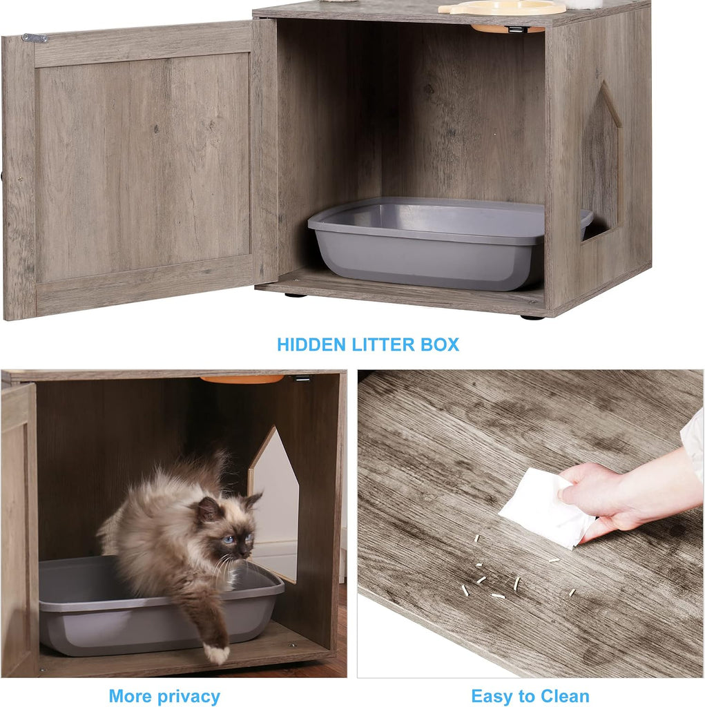 Cat Tree Tower, Litter Box Enclosure, Food Station