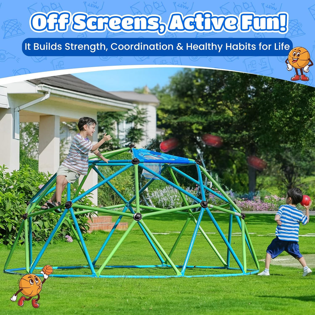 10FT Climbing Dome, Outdoor Jungle Gym for Kids with Climbing Grip - Geometric Dome Climber Outdoor Playset and Easy
