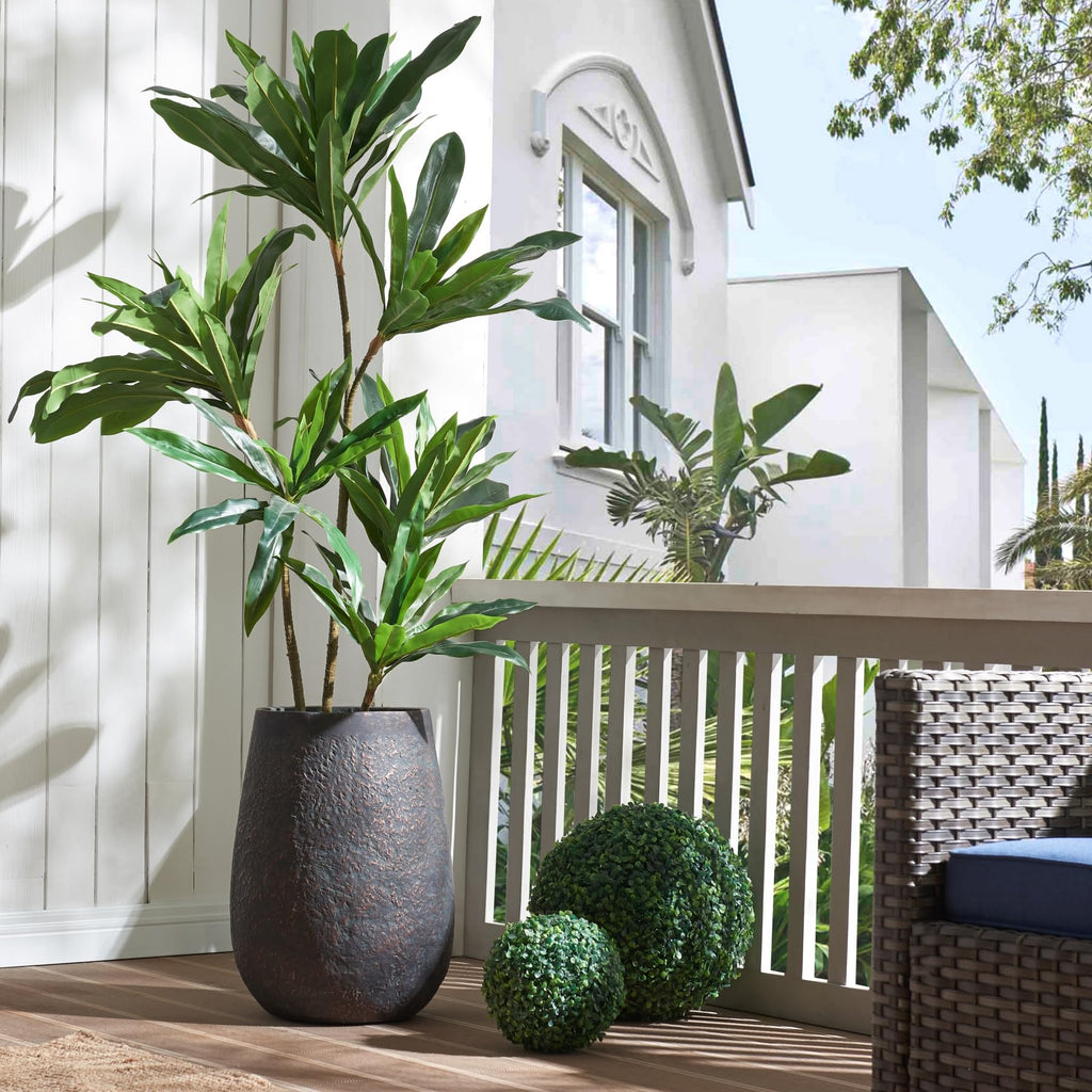 19.7" Weathered Concrete Planter with Drainage Hole for Outdoor Indoor
