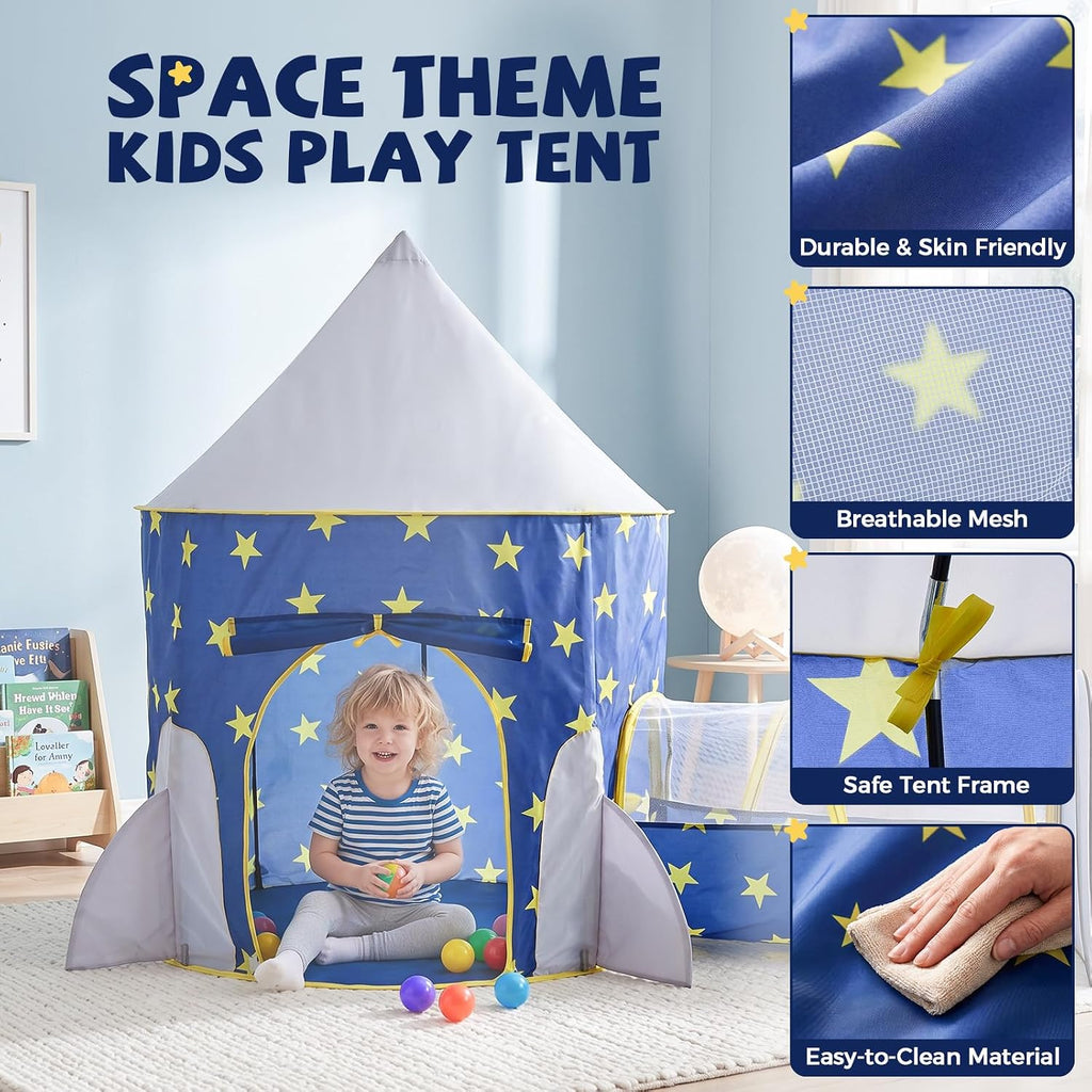 3pc Kids Play Tent for Boys with Ball Pit, Crawl Tunnel, Princess Tents for Toddlers, Baby Space World Playhouse