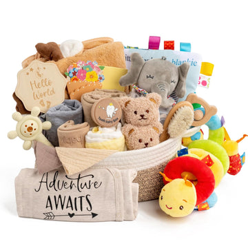 Piece Baby Gift Basket, Baby Shower Gift Set for Newborns, Khaki
