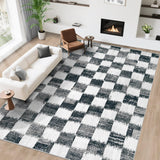 Checkered Area Rugs, Black and White Washable Large Area Rug Soft Non Slip Kids Rug Neutral Modern Geometric Carpet for Living Room Bedroom Nursery Dining Room Dorm Home Office