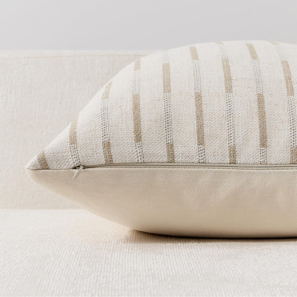 Set of 2 Throw Pillow Covers 20x20 Linen Decorative Couch Pillow Cases Neutral Beige Farmhouse Textured Square Accent